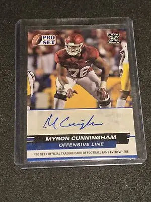Myron Cunningham autographed football card from 2022 Pro Set Draft Cunningham Autographs Blue