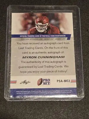 Myron Cunningham autographed trading card from 2022 Pro Set Draft with Cunningham Autographs Blue