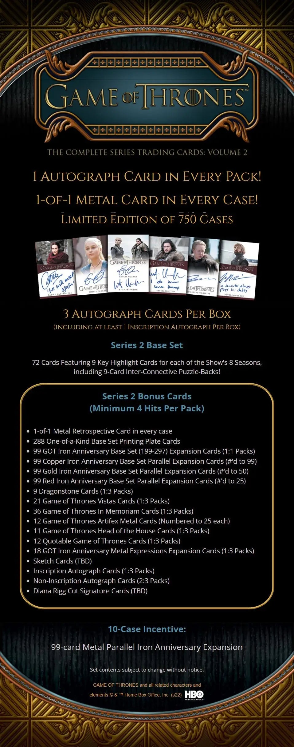 Game of Thrones trading card box from Rittenhouse Game featuring eight seasons collectibles