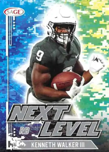 Football trading card of Kenneth Walker III, Michigan State number 9, original gloss