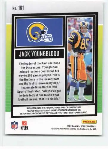Jack Youngblood football card 2022 Score #161 original gloss NM-MT Los Angeles Rams