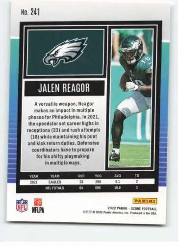 2022 Score #241 Jalen Reagor NM-MT Eagles football card original gloss Simply Sandoval