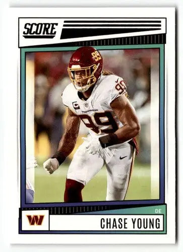 Chase Young football card with original gloss from 2022 Score #258 displayed by Simply Sandoval