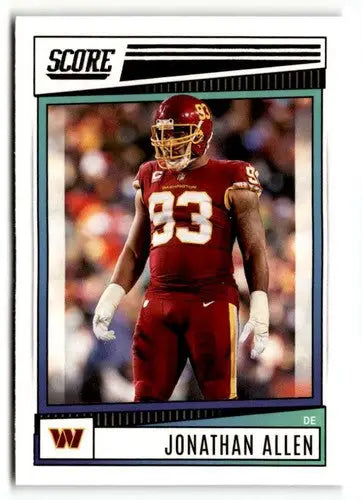 Jonathan Allen football card from 2022 Score original gloss Simply Sandoval collection