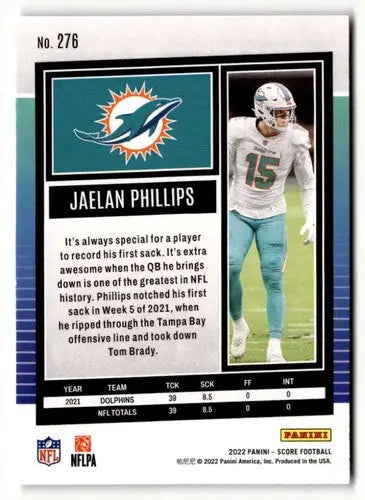 2022 Score Jaelan Phillips football card original gloss jaelan phillips nrmt-mt ID 51044