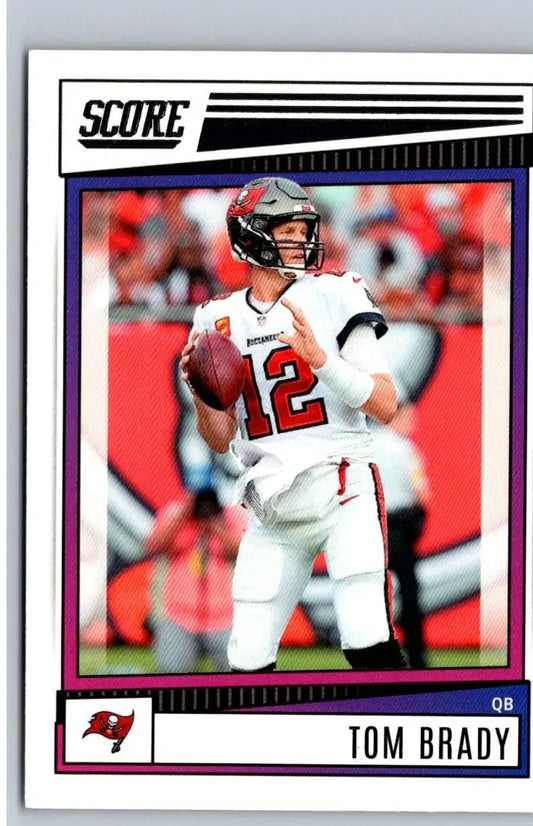 2022 Score Tom Brady football card showcasing collectible NFL player merchandise