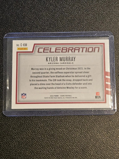 Kyler Murray football card from 2022 Score Kyler Murray Celebration product