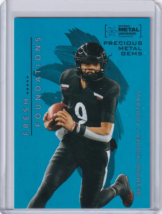 Football trading card of Desmond Ridder in black uniform from Skybox Metal Fresh Foundation