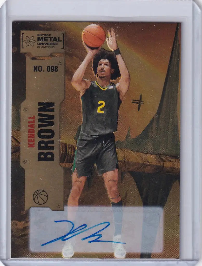 Basketball trading card of Kendall Brown in gray uniform for Skybox Metal Universe Champions