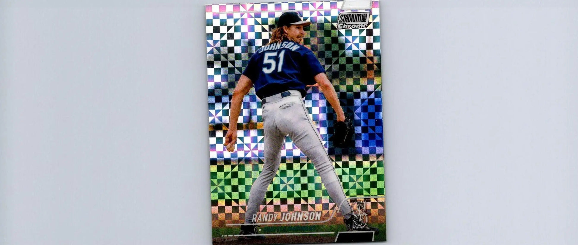 Randy Johnson baseball card from 2022 Stadium Club Chrome #254 X-Fractor edition