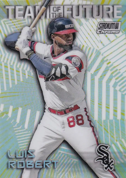 Luis Robert insert Chicago White Sox in batting stance, 2022 Stadium Club Chrome card