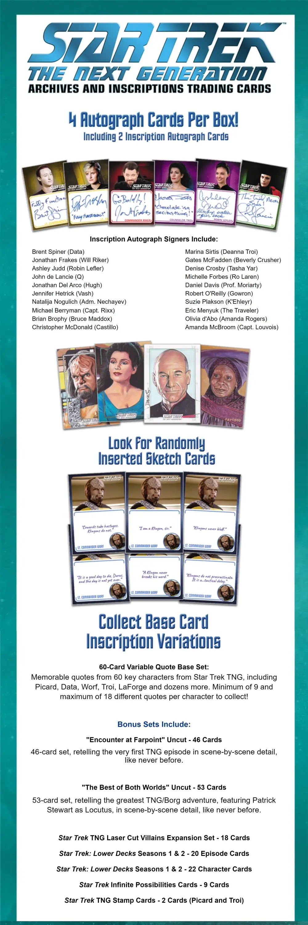 Star Trek TNG trading card advertisement for Rittenhouse Archives box with autographed cards