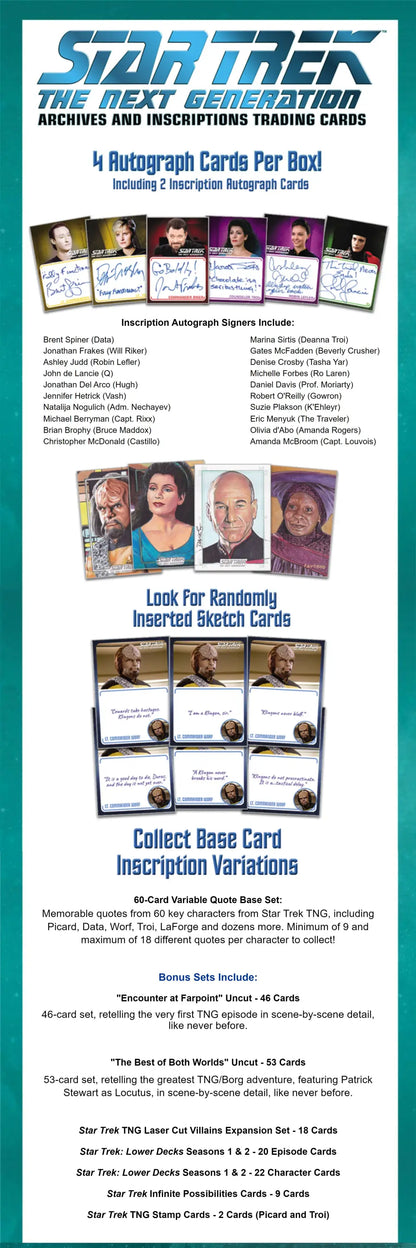 Star Trek TNG trading card advertisement for Rittenhouse Archives box with autographed cards