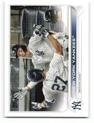 Original gloss Aaron Judge baseball card from 2022 Topps featuring New York Yankees player