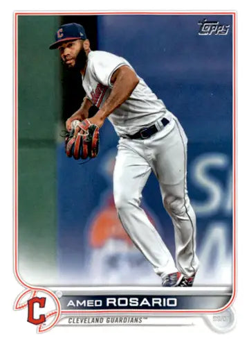 Baseball card of Amed Rosario with original gloss from 2022 Topps Guardians series
