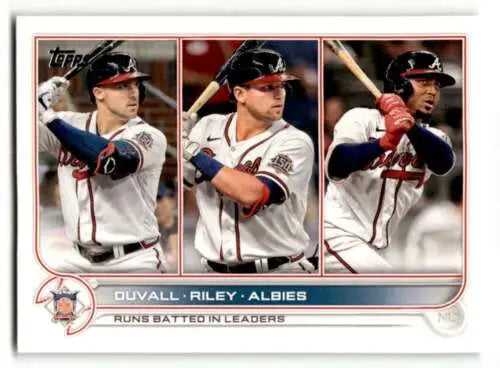 2022 Topps #181 Baseball Trading Card featuring Adam Duvall and NL RBI Leaders original gloss