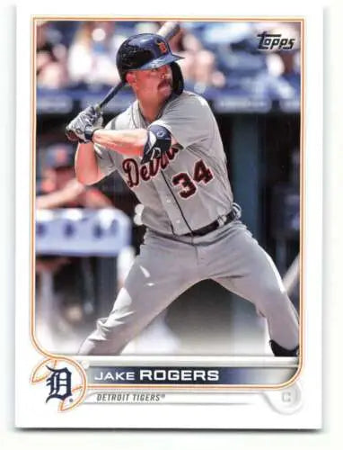 2022 Topps #198 Jake Rogers NM-MT Tigers baseball card featuring original gloss finish