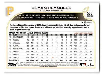 Bryan Reynolds baseball card from 2022 Topps #530 trading cards collection
