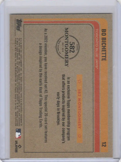 Baseball trading card of Bob Bahnsen from the 2022 Topps Montgomery Club set