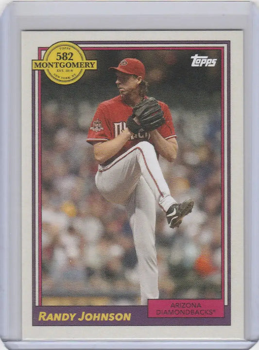 Baseball card of Randy Johnson in red uniform from the 2022 Topps Montgomery Set