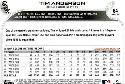 2022 Topps Tim Anderson Royal Blue baseball card showcasing Tim Anderson royal blue design