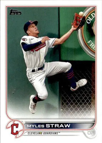 Original gloss Myles Straw 2022 Topps baseball card Guardians ID 44059