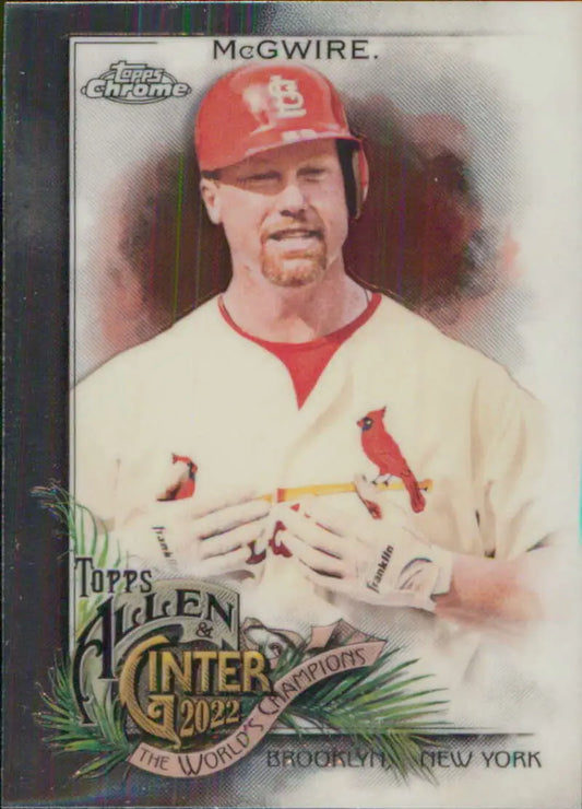 Baseball Card of Mark McGwire in White and Red Uniform from Topps Allen and Ginter