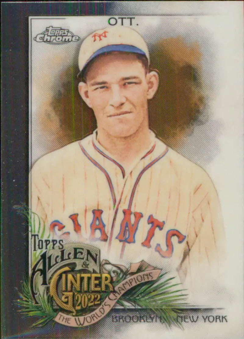 Vintage baseball card of Mel Ott in New York Giants uniform from Topps Allen and Ginter