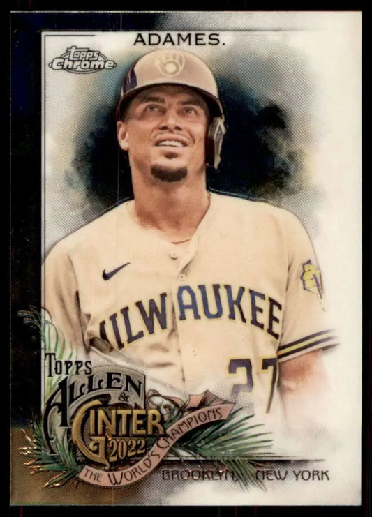 Willy Adames Milwaukee Brewers baseball card with jersey number 27 from 2022 Topps Allen and Ginter Chrome