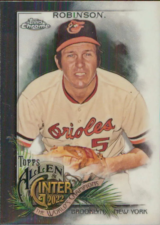 Vintage Topps Allen and Ginter Chrome baseball card of Brooks Robinson, Orioles jersey number 5