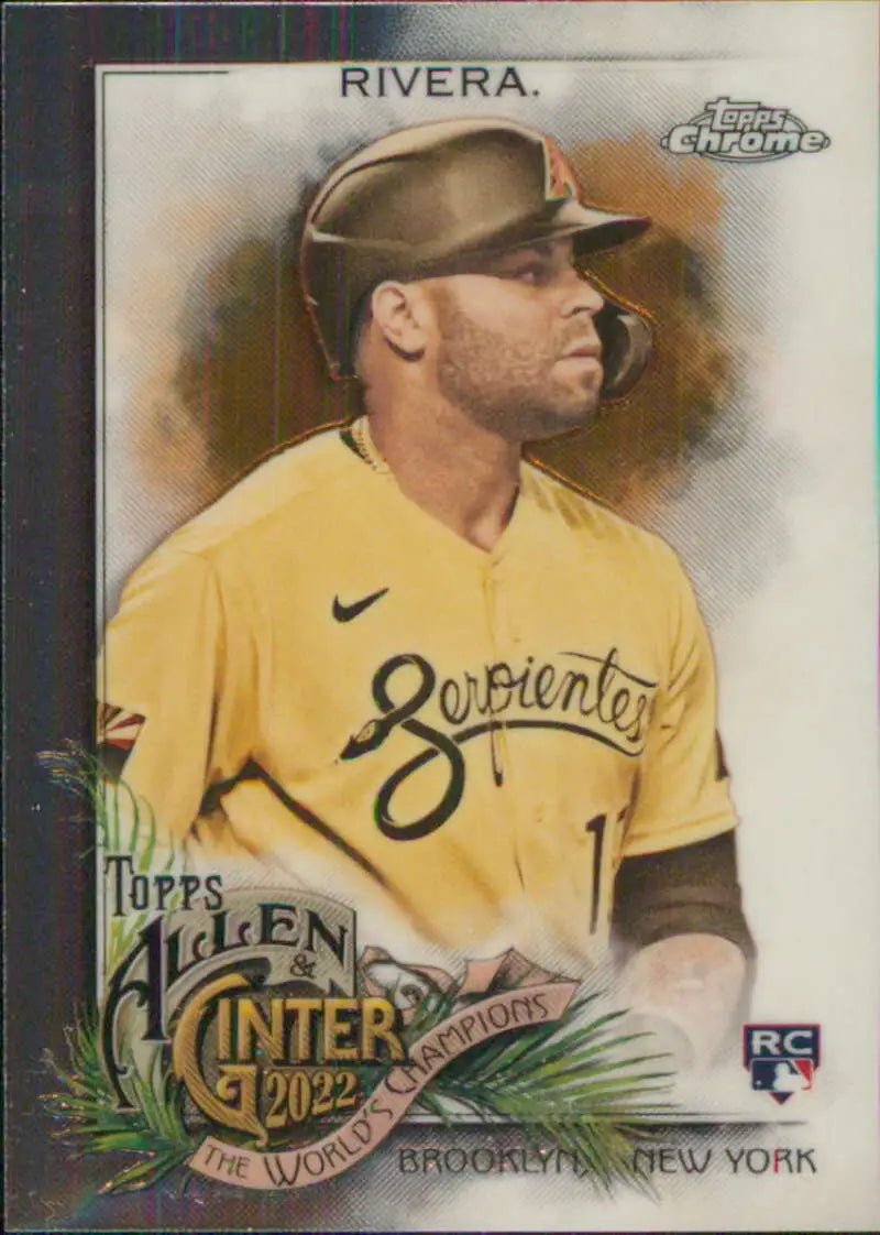 Baseball card of Emmanuel Rivera in a yellow Sopileras jersey for Arizona Diamondbacks