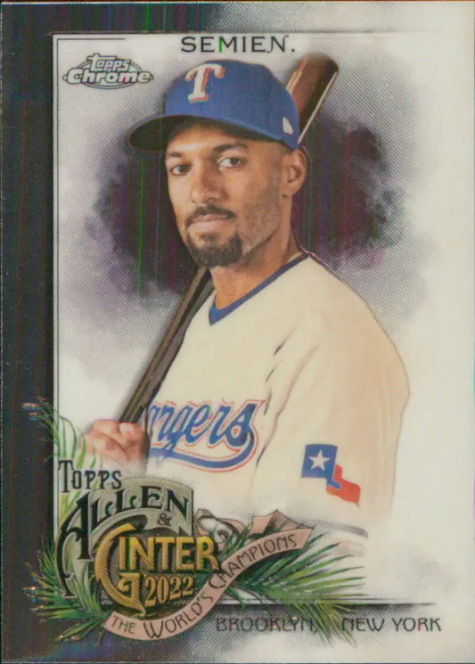 Baseball card of Marcus Semien in Texas Rangers uniform from Topps Allen and Ginter Chrome
