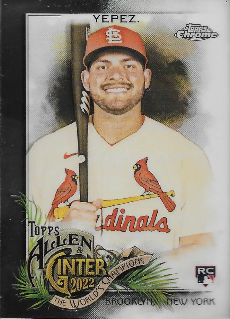 2022 Topps Allen & Ginter Juan Yepez rookie card featuring St. Louis Cardinals player