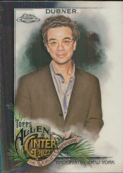 2022 Topps Allen & Ginter Baseball Card of Stephen Dubner in brown jacket and gray shirt