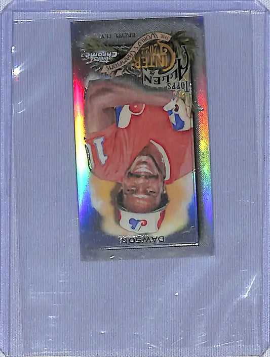 Holographic Andre Dawson Chrome Mini Refractor Baseball Card in protective sleeve
