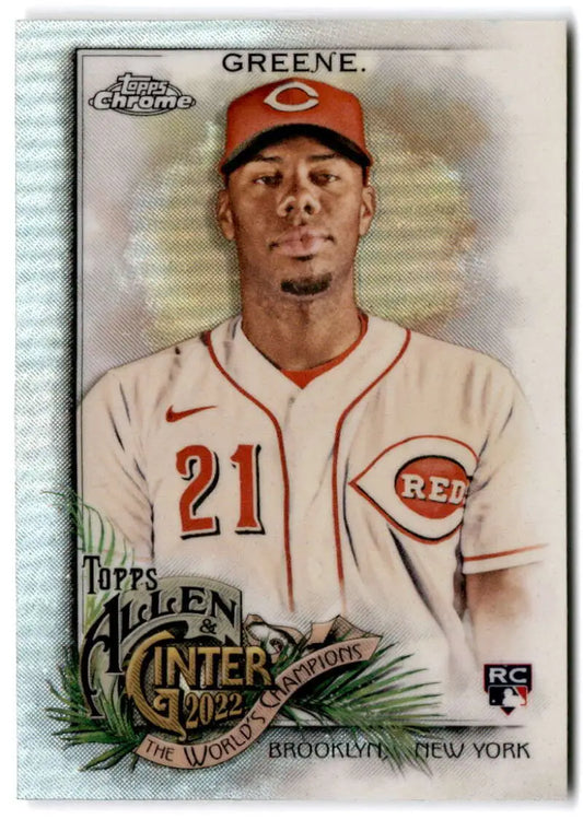 2021 Topps Allen & Ginter Chrome Refractor #209 Hunter Greene Cincinnati Reds card