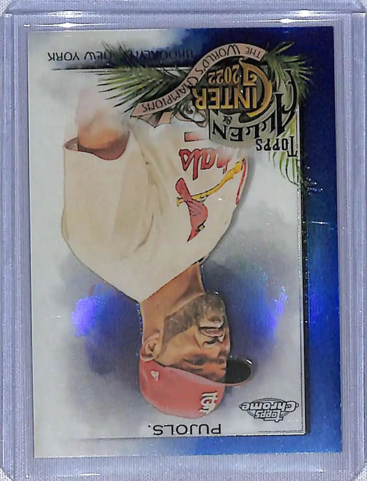 Albert Pujols baseball card featuring Blue Refractor edition from 2022 Topps Allen & Ginter Chrome