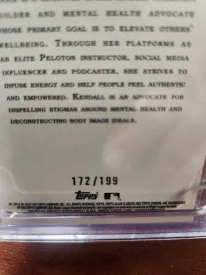 Numbered trading card of Kendall Toole Magenta Refractor /199 from 2022 Topps Allen & Ginter Chrome