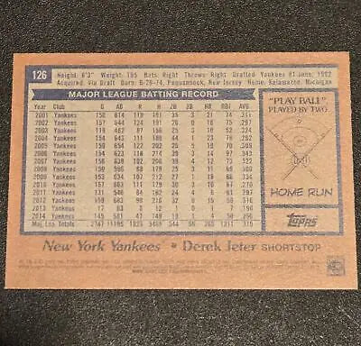 2022 Topps Archives Derek Jeter baseball card back side for collectors