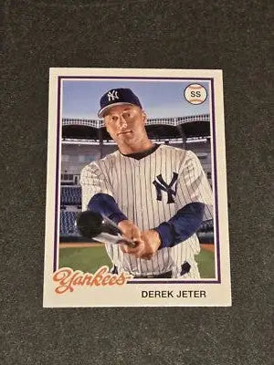 2022 Topps Archives Derek Jeter baseball card showcasing classic memorabilia