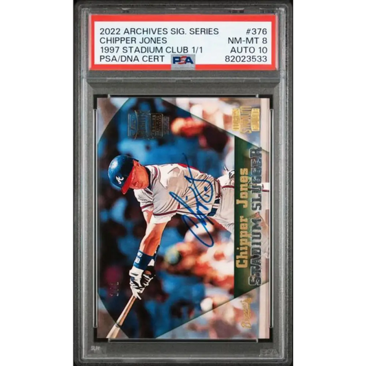 2022 Topps Archives Signature #376 Chipper Jones PSA 8 NM-MT Auto 1/1 Atlanta Braves Baseball Card