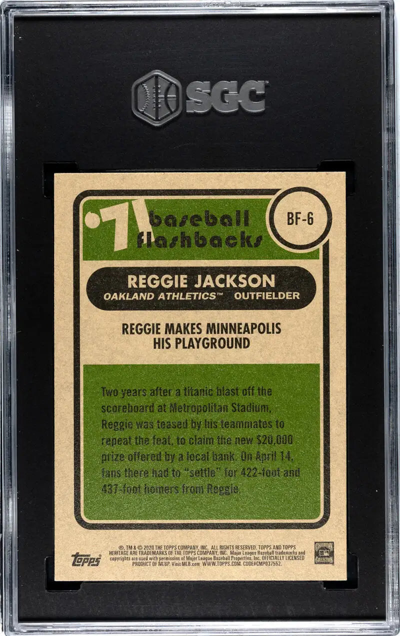 Reggie Jackson Flashbacks insert baseball card from Topps Archives Signature, SGC 9 MINT