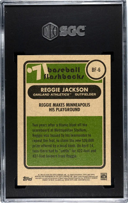 Reggie Jackson Flashbacks insert baseball card from Topps Archives Signature, SGC 9 MINT