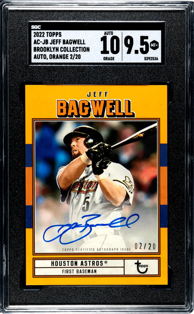 Graded Jeff Bagwell autographed baseball card from 2022 Topps Brooklyn Collection