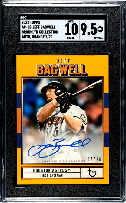 Graded Jeff Bagwell autographed baseball card from 2022 Topps Brooklyn Collection