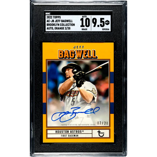 2022 Topps Brooklyn Collection Orange #AC-JB Jeff Bagwell SGC 9.5 MINT+ Auto 2/20 Houston Astros Baseball Card