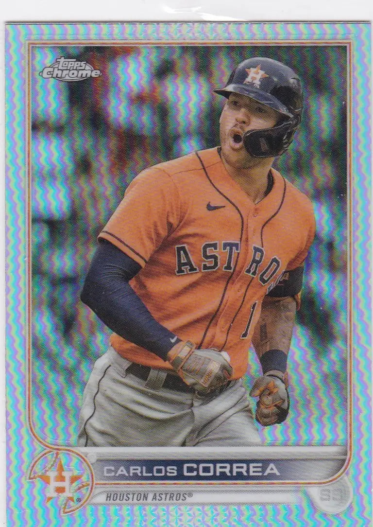 Carlos Correa Houston Astros Base Card in orange jersey, 2022 Topps Chrome #213