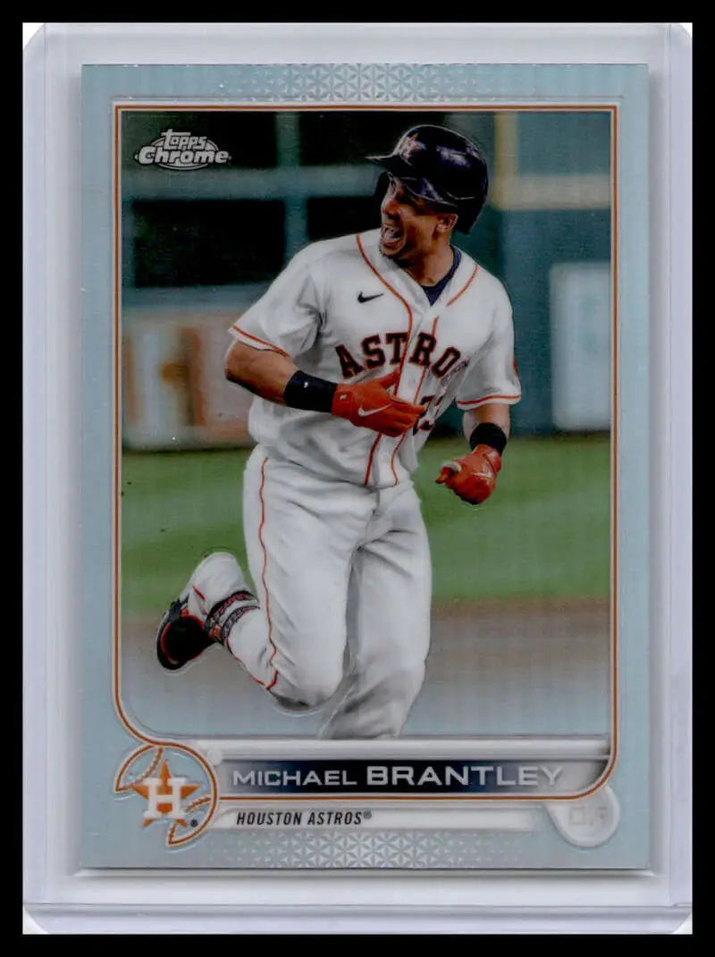 Michael Brantley running in white uniform on 2022 Topps Chrome Houston Astros baseball card