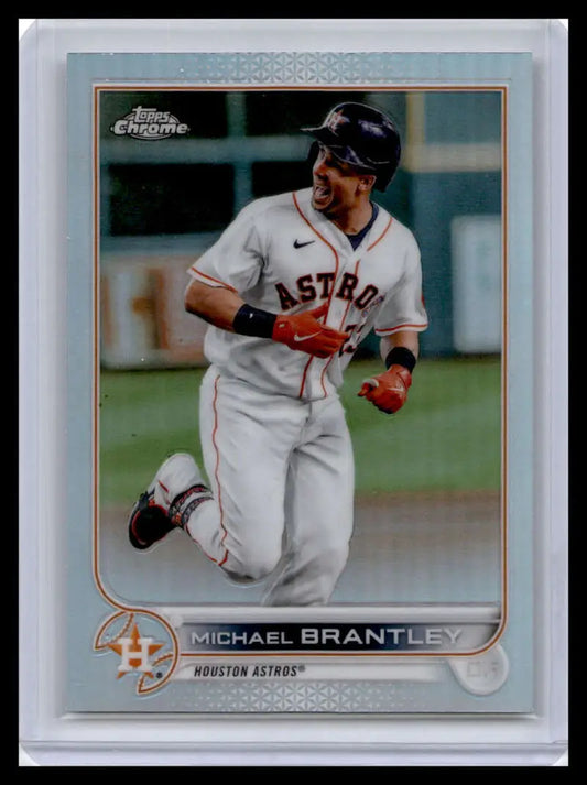 Michael Brantley running in white uniform on 2022 Topps Chrome Houston Astros baseball card
