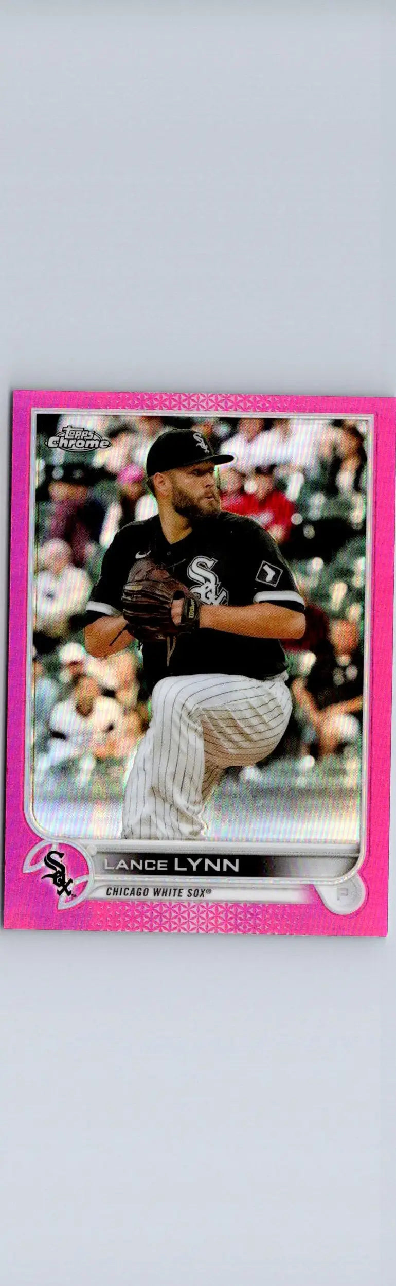 Lance Lynn Pink Refractor baseball card from 2022 Topps Chrome product